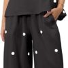 Women 2 Piece Polka Dot Tube Top Set Strapless Bandeau Blouse Wide Leg Spot Print Pants Outfits Summer Lounge Sets - Image 2