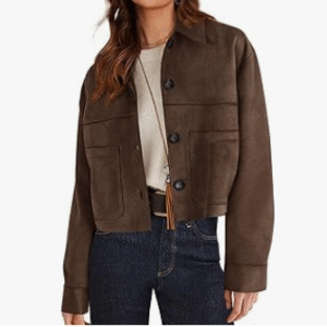 PRETTYGARDEN Women's Faux Suede Cropped Jacket Casual Lightweight Fall Fashion 2025 Winter Coats Outerwear Trendy Clothes