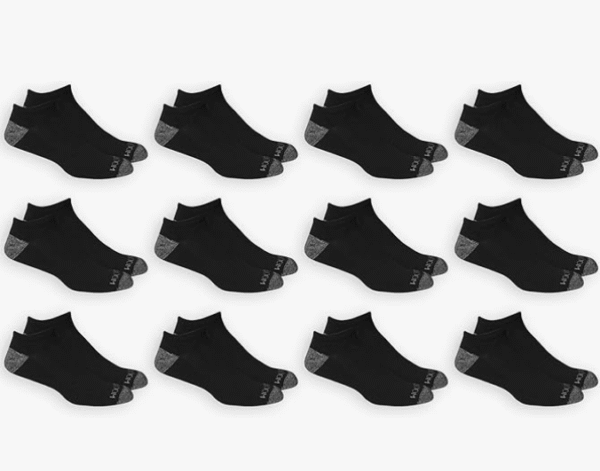 A pair of innovative no-show socks featuring dual-layer defense for freshness and comfort in shoes.