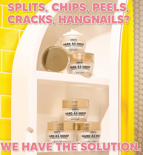 Jar of Hard as Hoof Nail Strengthening Cream by ONYX PROFESSIONAL on a clean background.