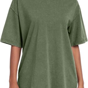 A person wearing a soft, comfortable washed vintage oversized t-shirt for a relaxed, casual style.